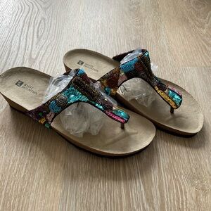 White Mountain Multi-Color Sequin Sandals - Size 11